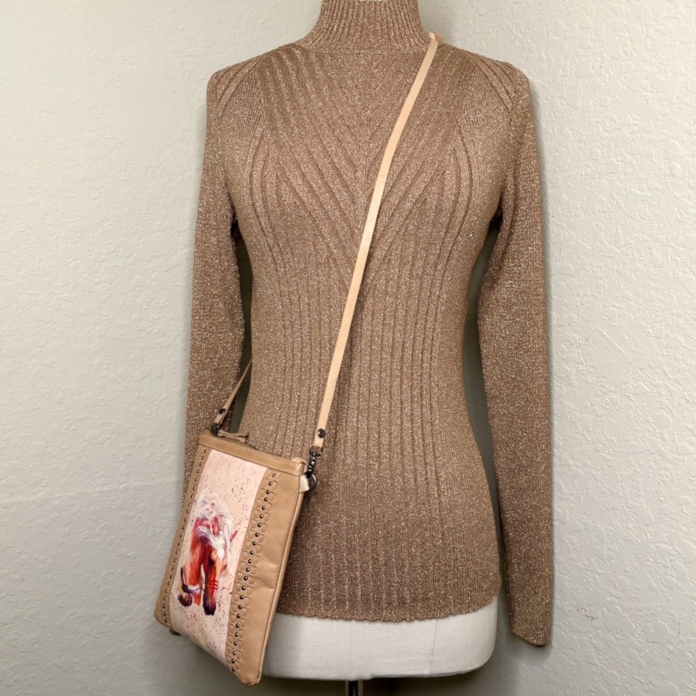 Lauren Ralph Lauren Gold Metallic Sweater Size S 4 Mock Neck Art Deco Geometric - Picture 3 of 16